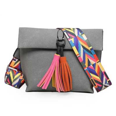 Female bag 2020 fashion tassel small bag new frosted female bag trend wide shoulder strap single shoulder messenger bag