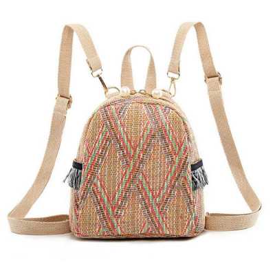 2019 Fashion WOMEN Straw Bag Weaving Mini Backpack Tassel Girls School Bag Bohemia Beach WOMEN Travel Backpacks