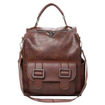Wielofunkcyjny skorzany plecak kobiety Vintage brazowy PU plecaki studenci szkoly torba duzy Retro plecak podrozny XA847H