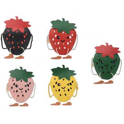 2020 Fashion Trend Children Cartoon Strawberry Shoulder Bag Long Strap Change Purse Mini Zipper Crossbody Messenger Handbags