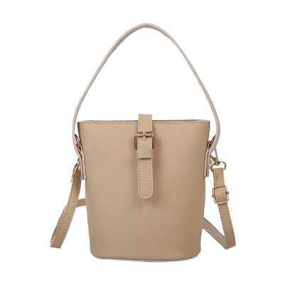 2020 WOMEN Fashion Solid Color PU Leather Small Shoulder Bucket Bags Casual Simple New Crossbody Messenger Handbags Tote