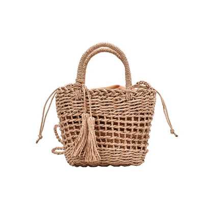 Fashion hollow small Cherry straw bag handmade shoulder woven bag holiday beach handbag cute woven cherry cross body bag