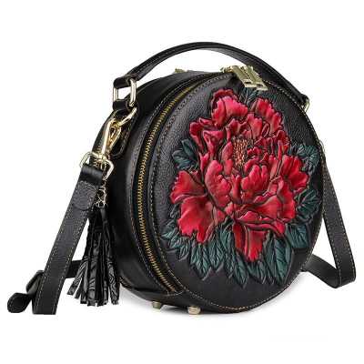 Casual Embroidered WOMEN Messenger Bags Genuine Leather Soft Crossbody Bags For WOMEN 's Luxury Designer Ladies Hand Bags Totes