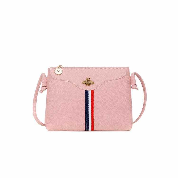 2020 Summer WOMEN Fashion Shoulder Crossbody Bag PU Leather Phone Bees Decoration Bag Girls Striped Sling Messager Bag