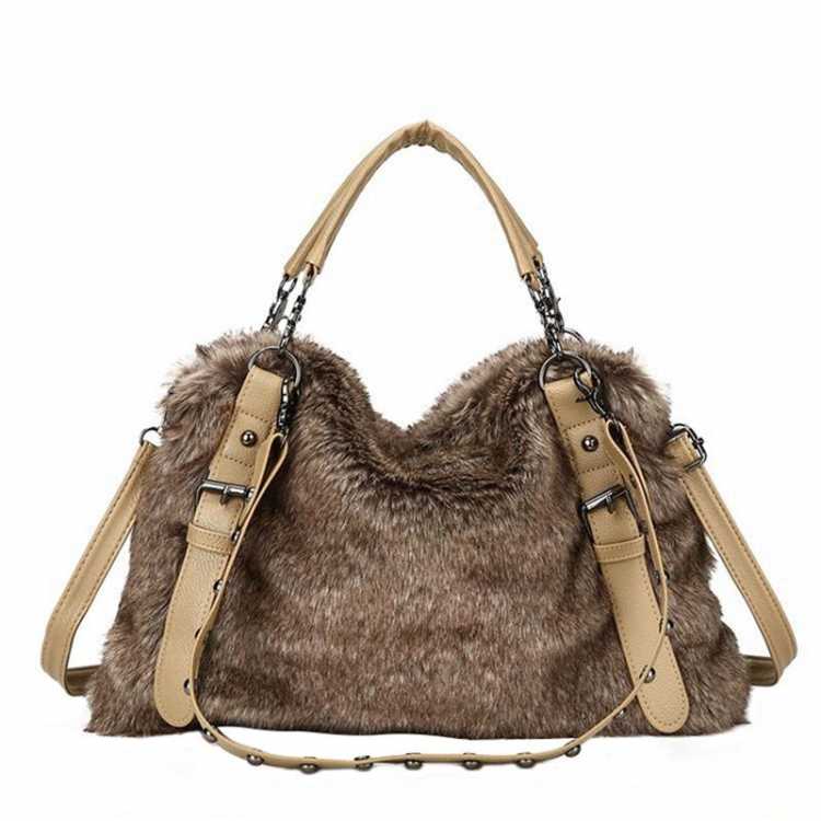 2020 Fashion Trend WOMEN Ladies New Shoulder Bags Elegant Stylish Top Handle Plush PU Leather Large Capacity Solid Totes