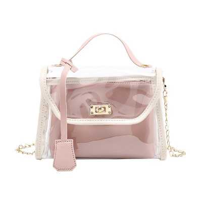 2020 Summer WOMEN Fashion Shoulder Messenger Bag Chain Handbag Transparent Bag Handbag PVC Stylish Girls Sling Bag