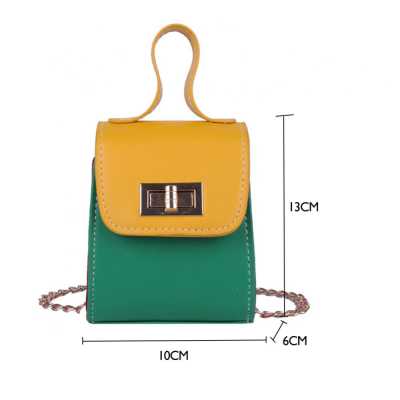 Female Messenger Bags WOMEN Mini Handbags Hit Color Leather Chain Small Light Wild Simple Female Daily Messenger Bag